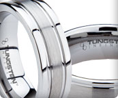 Brushed and Faceted Tungsten Bands