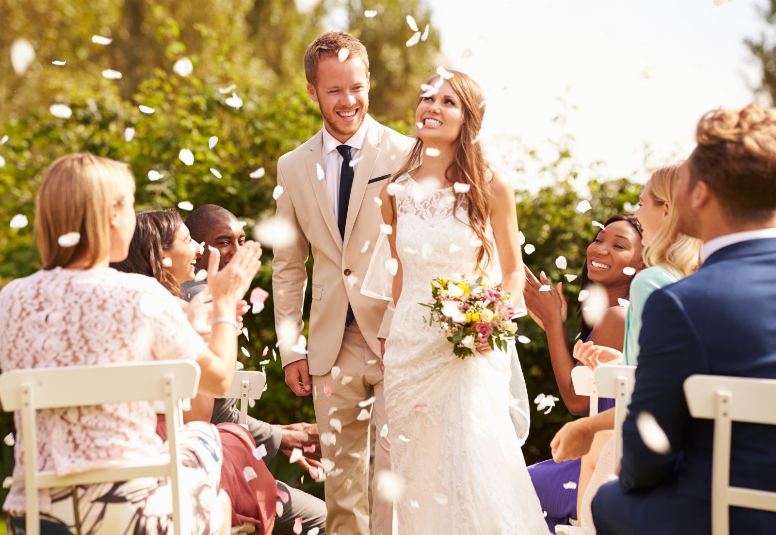 bride and groom on wedding day