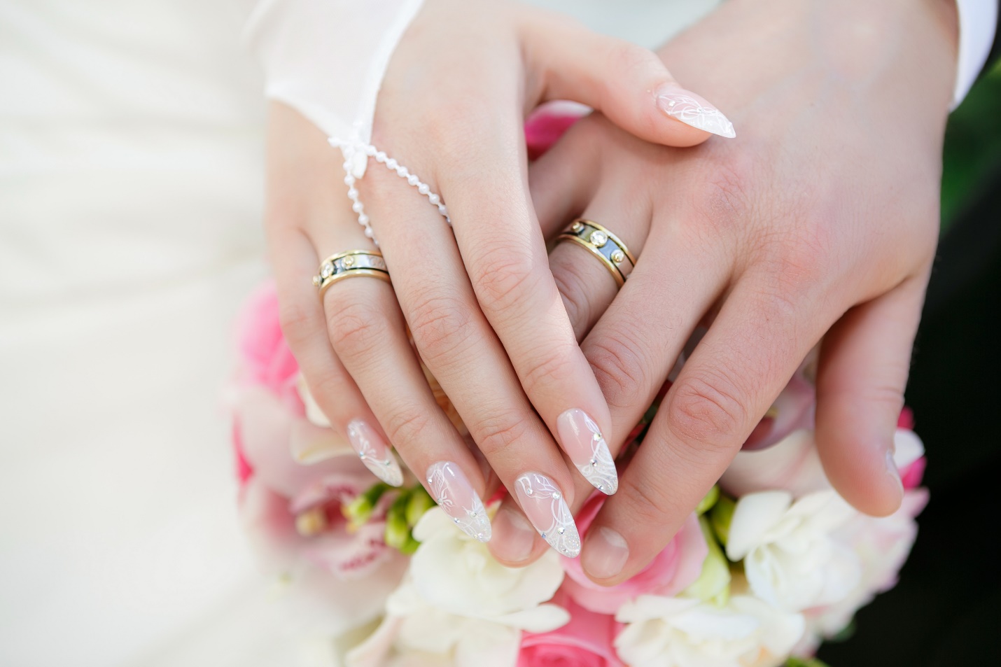 wedding rings on display